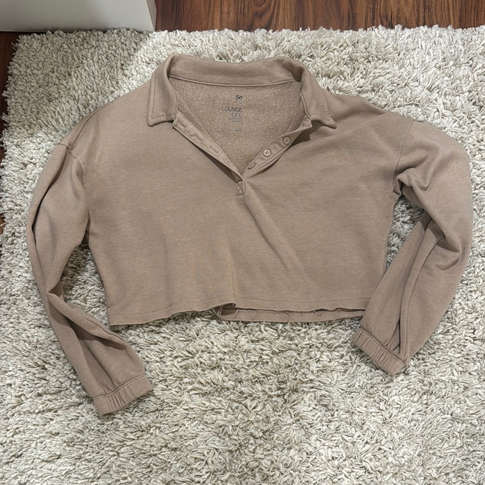 Lounge Tan Cropped Sweatshirt